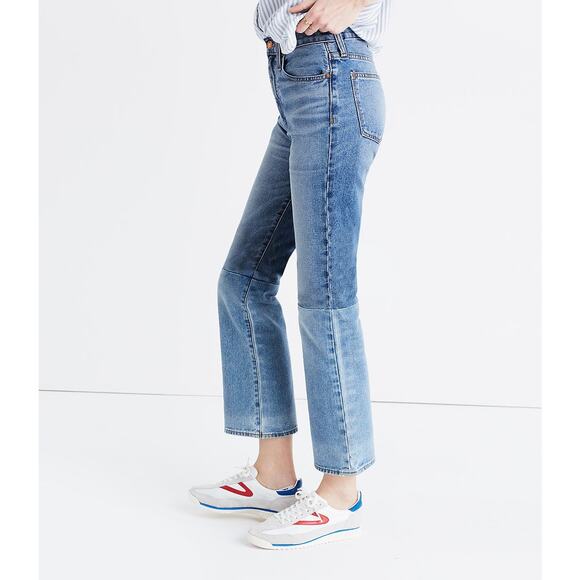 MADEWELL Retro Crop Bootcut Jeans Womens 27 Blue Two Tone Edition High Rise - Picture 3 of 13